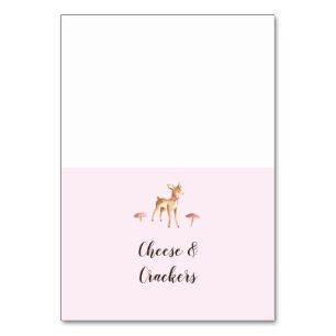 Watercolor Girl Deer Mushrooms Buffet Food Labels Table Number