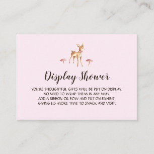 Watercolor Girl Deer with Mushrooms Display Shower Enclosure Card