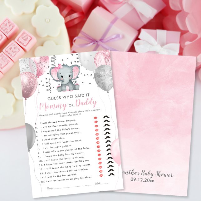 Watercolor Girl Elephant Guess Who Shower Game (Watercolor Girl Elephant Guess Who Shower Game)