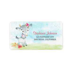 Watercolor Girl Goat Farm Label