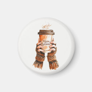 Watercolor Girl Holding Coffee Mug  Magnet