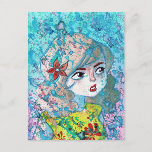 Watercolor Girl Postcard