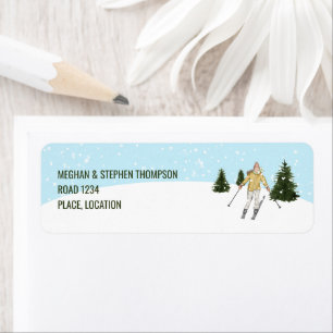 Watercolor Girl Skiing On Winter Slopes Custom