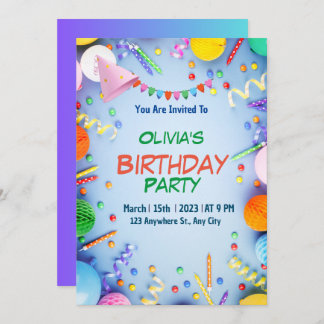 Watercolor girl's Boy's kids birthday party Gifts Invitation