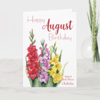 Watercolor Gladiolus August Birth Flower Birthday