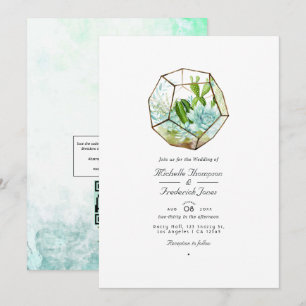 Watercolor Glass Terrarium Succulents Wedding Invi Invitation