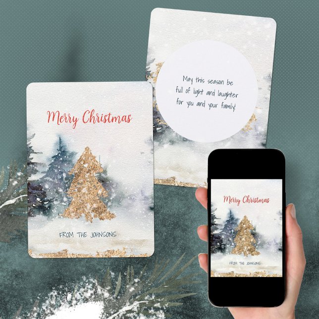 Watercolor Glitter Christmas Tree Holiday Card (Watercolor Glitter Christmas Tree Holiday Card ©Susanne Sachers - Sunny Mind Design. 🌞)