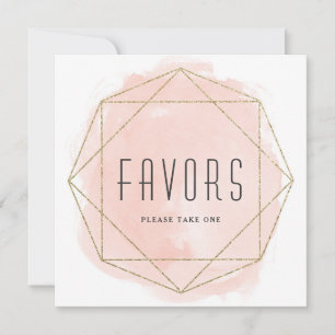 Watercolor Glitter Favours Table Sign Invitation