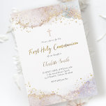 watercolor glitter | First Holy Communion Invitation<br><div class="desc">First Holy Communion invitation</div>