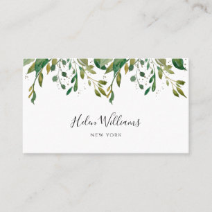 watercolor glitter foliage greenery business card