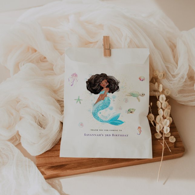 Watercolor Glitter Mermaid Birthday Favour Bags (Creator Uploaded)