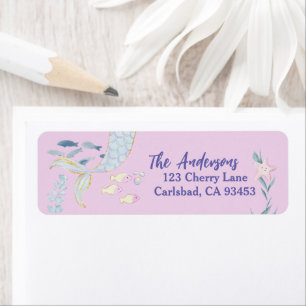 Watercolor Glitter Mermaid Return Address