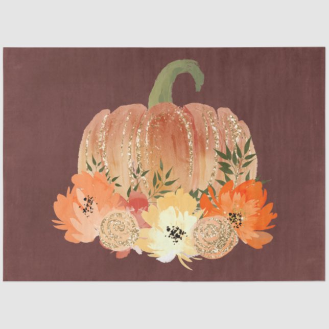 Watercolor Glitter Pumpkins Series Design 6 Tissue Paper (Front)