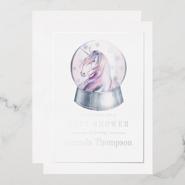 Watercolor Glitter Unicorn Christmas Baby Shower (Front/Back)