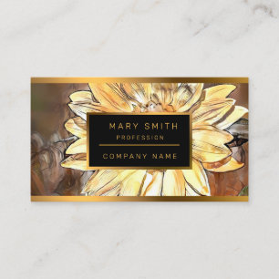 Watercolor Glossy Sunflower Elegant Collection Business Card