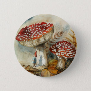 watercolor gnome 6 cm round badge