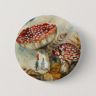watercolor gnome 6 cm round badge