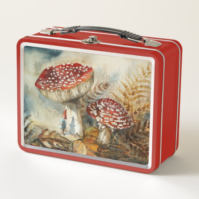 watercolor gnome metal lunch box (Front)