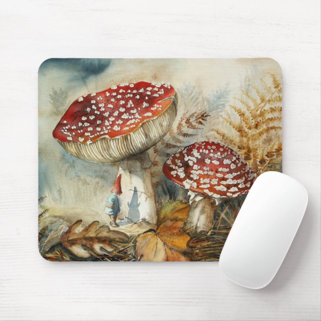 watercolor gnome mouse mat (With Mouse)