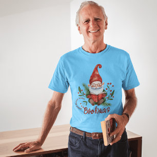 Watercolor Gnome Reading Festive Gift for Bookworm T-Shirt
