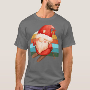 Watercolor Gnome Santa Christmas Tree Lights Xmas  T-Shirt