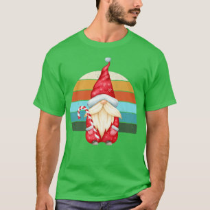 Watercolor Gnome Santa Christmas Tree Lights Xmas  T-Shirt