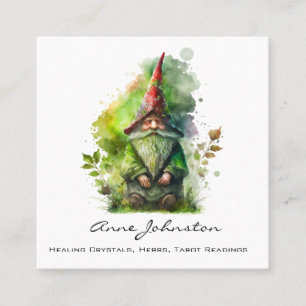 Watercolor Gnome Square Business Card