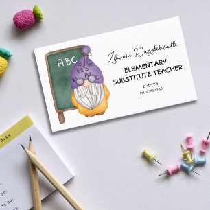 Watercolor Gnome Teacher Business Card