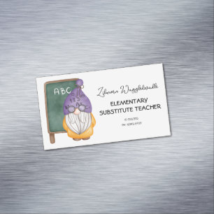 Watercolor Gnome Teacher Magnetic Business Card