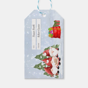 Watercolor Gnome Winter Scene Holiday Gift Tags
