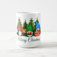 Watercolor Gnomes Green Merry Christmas