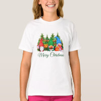Watercolor Gnomes Green Merry Christmas Girl's