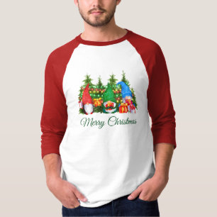 Watercolor Gnomes Green Merry Christmas Sports T-Shirt
