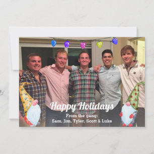 Watercolor Gnomes Holiday Friends Photo Card