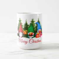 Watercolor Gnomes Red Merry Christmas