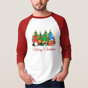 Watercolor Gnomes Red Merry Christmas Sports T-Shirt