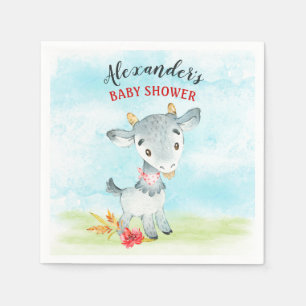 Watercolor Goat Baby Shower Farm Napkin