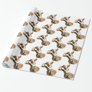 Watercolor Goat Farm Animal Wrapping Paper