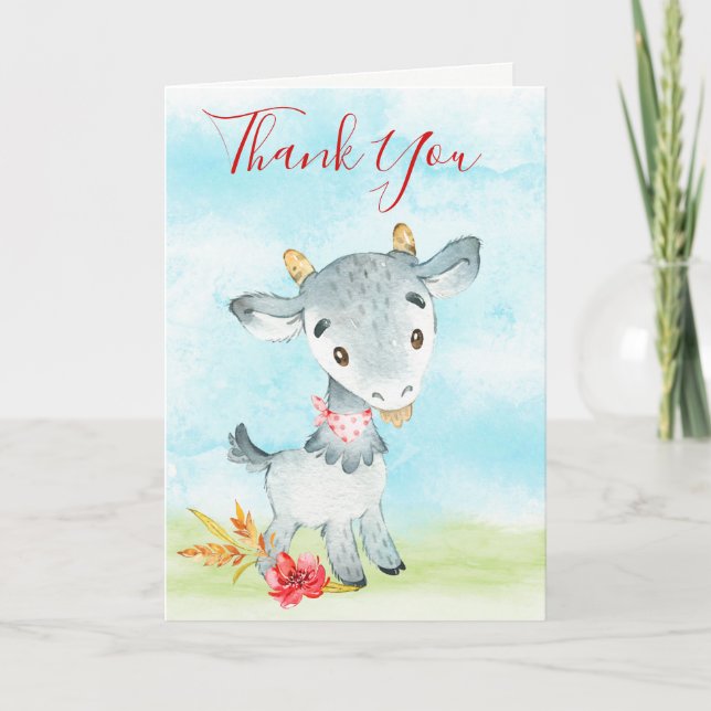 Watercolor Goat Farm Card (Front)