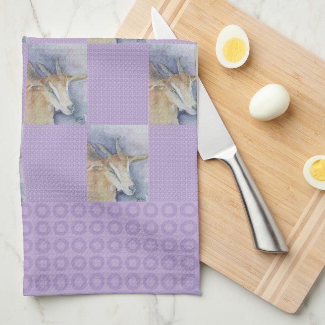 Watercolor Goat Kitchen Towel (Quarter Fold)