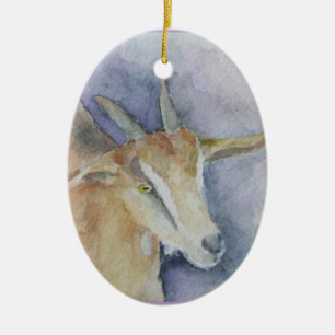 Watercolor Goat Ornament