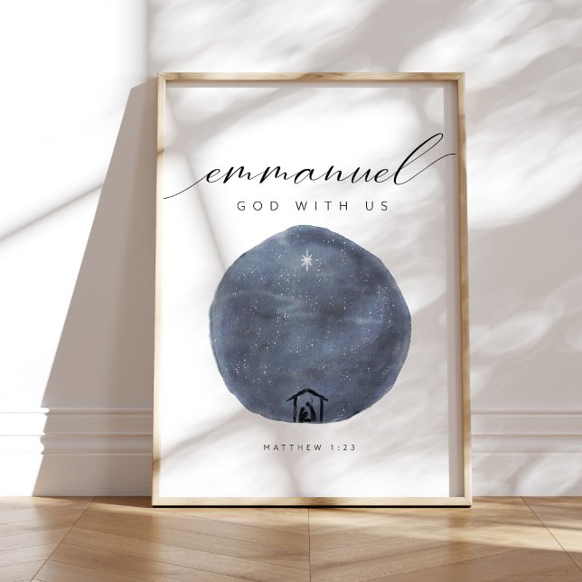 Watercolor God with us Nativity poster (Creator Uploaded)