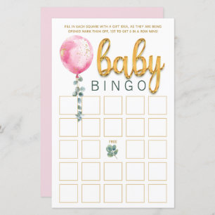 Watercolor Gold Baby Bingo Baby Shower Game Card