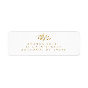 Watercolor Gold Branch Return Address Labels