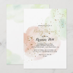 Watercolor Gold Confetti Baby Shower  Invitation