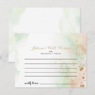 Watercolor Gold Confetti Wedding Advice Card