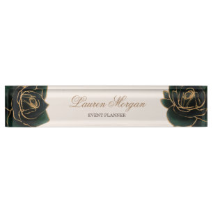 Watercolor Gold Desk Nameplate