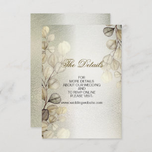 Watercolor Gold Eucalyptus Foliage Wedding Shiny Enclosure Card