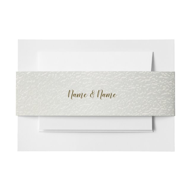 Watercolor Gold Eucalyptus Foliage Wedding Shiny Invitation Belly Band (Front Example)