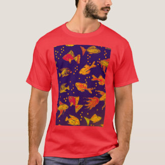 Watercolor gold fish aquarium pattern T-Shirt